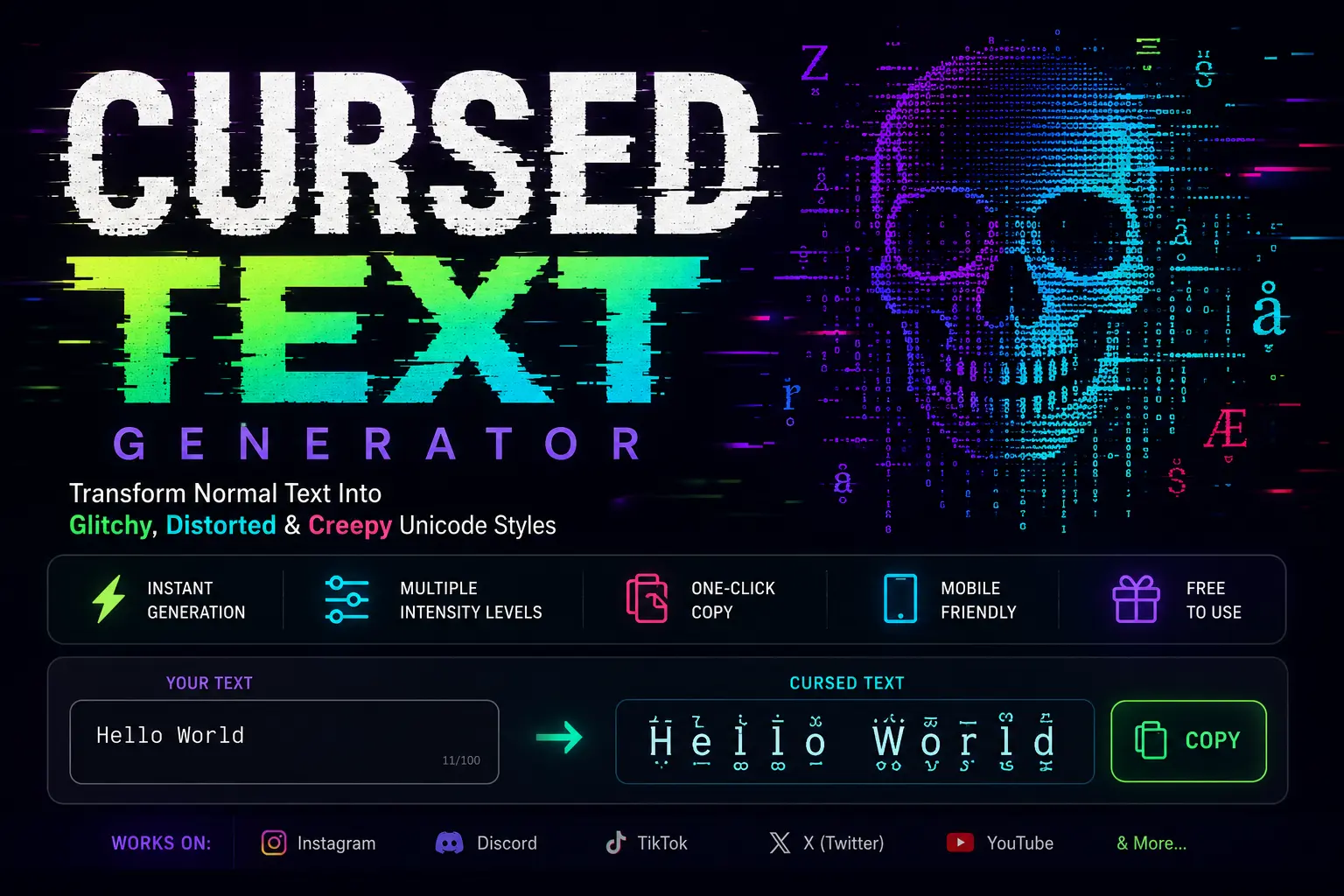 Cursed Text Generator – Create Glitched, Creepy & Zalgo Unicode Text